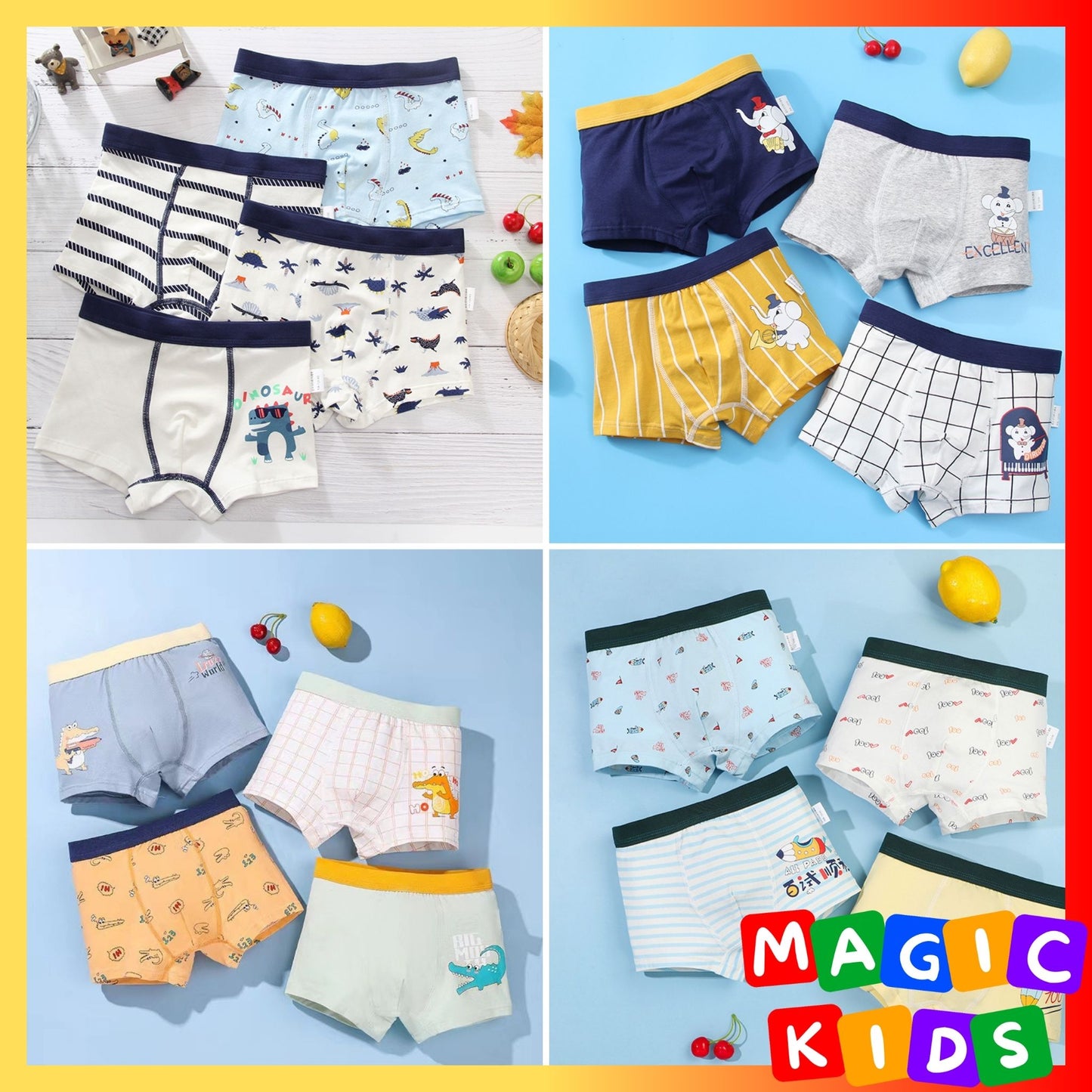 Kids Underwear 4in1 Boxer Brief Cotton for Boy 1-13Y