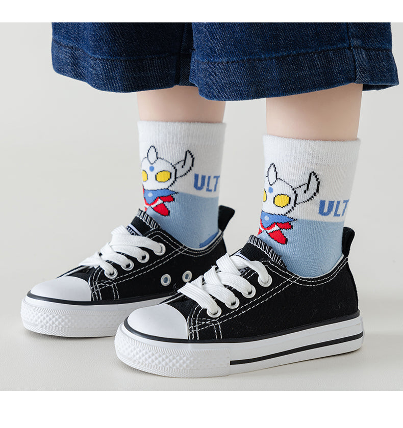 Kids Socks 5in1 High Quality Cotton Ultraman Superman Cartoon Fashion Socks for Boy Girl 1-12Y