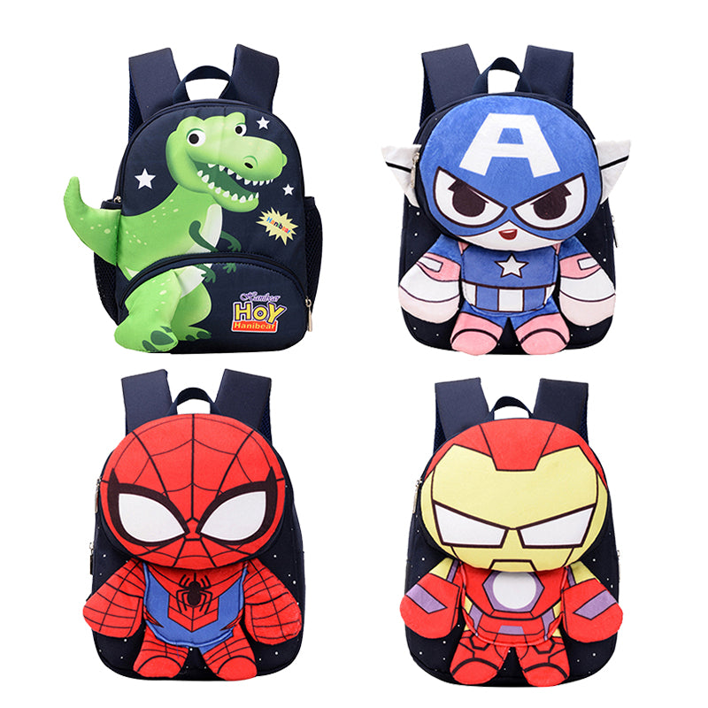 Kids High Quality Kindergarten School Bag Cute Dinosaur & Marvel Character Design Bag for Baby Kids