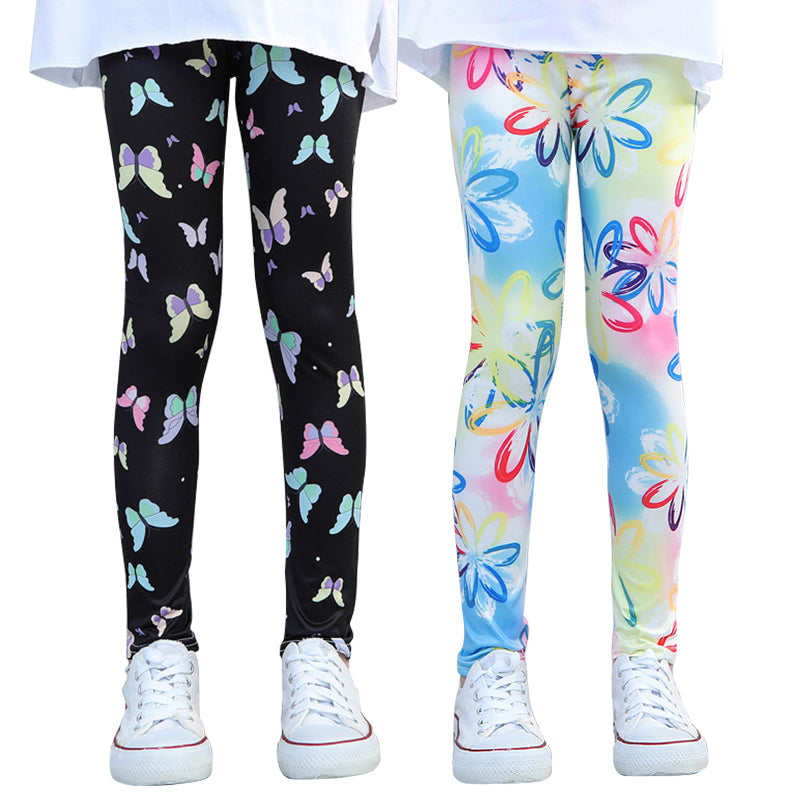 Kids Leggings Skinny Colorful Flower Design for Girl 3-10Y