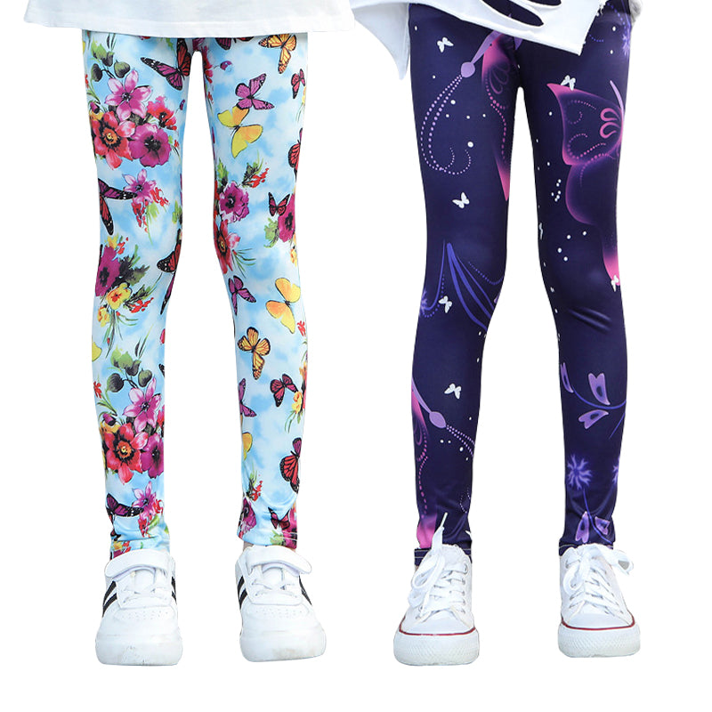 Kids Leggings Skinny Colorful Flower Design for Girl 3-10Y