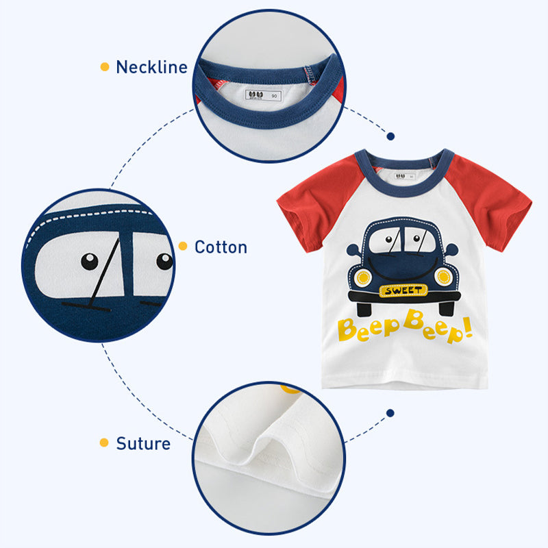 Kids T-shirt High Quality Tshirt Road Boys Car Design Short Sleeve Top Tees Clothes for Boy 1-10Y