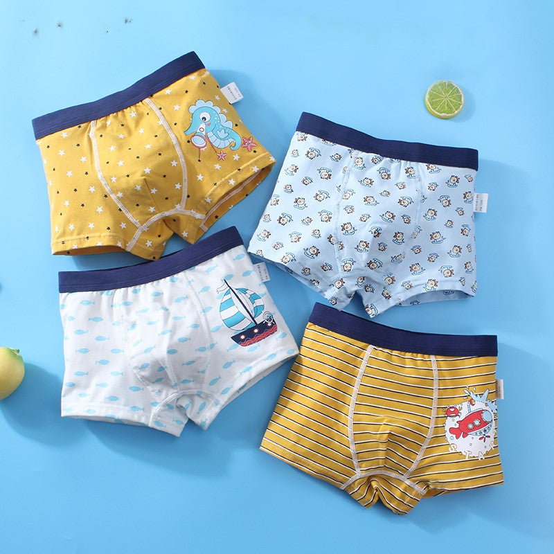 Kids Underwear 4in1 Boxer Brief Cotton for Boy 1-13Y