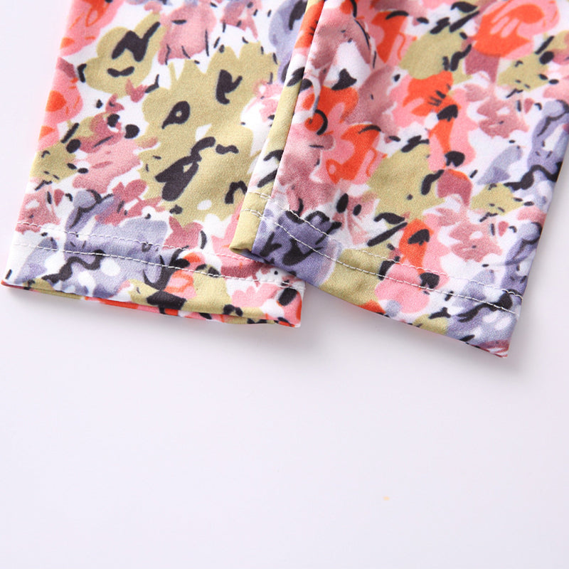 Kids Leggings Skinny Colorful Flower Design for Girl 3-10Y