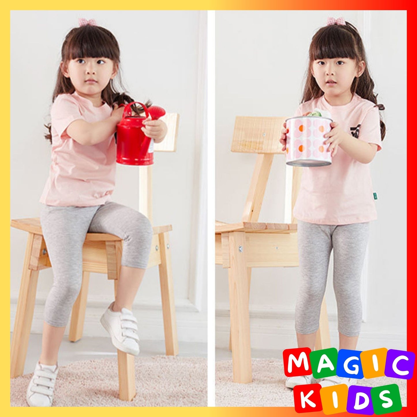 Kids Spring/Summer Bottoms that Go With Everything Leggings Leisure Home Pants for Girls 3-8Y