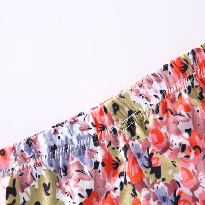Kids Leggings Skinny Colorful Flower Design for Girl 3-10Y