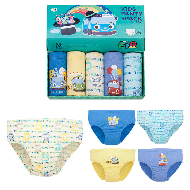Kids 5 Pcs High Quality Cotton Children Cute Car Mickey Briefs Dinosaur Cartoon for Boys 2-13Y