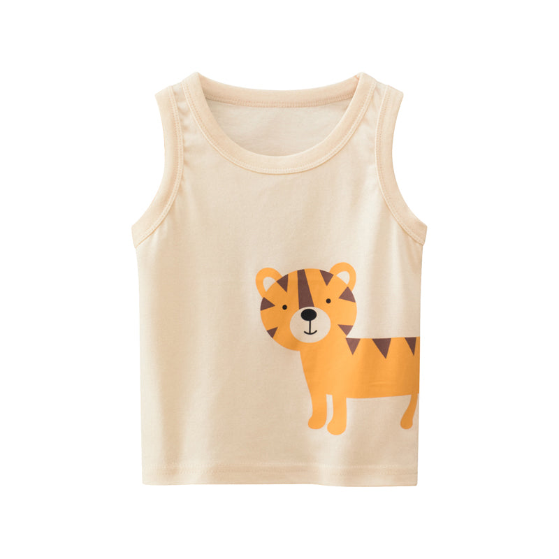 Kids Cool Cartoon Pattern Cotton Sleeveless Shirt for Boys Girls 1-9Y