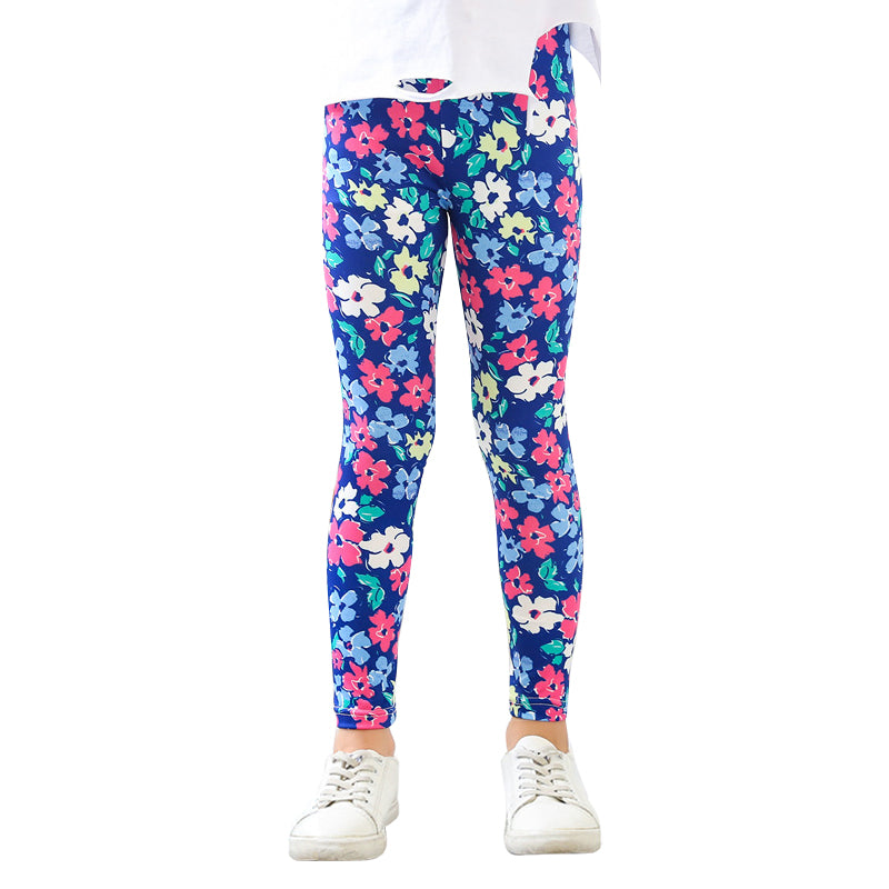 Kids Leggings Skinny Colorful Flower Design for Girl 3-10Y
