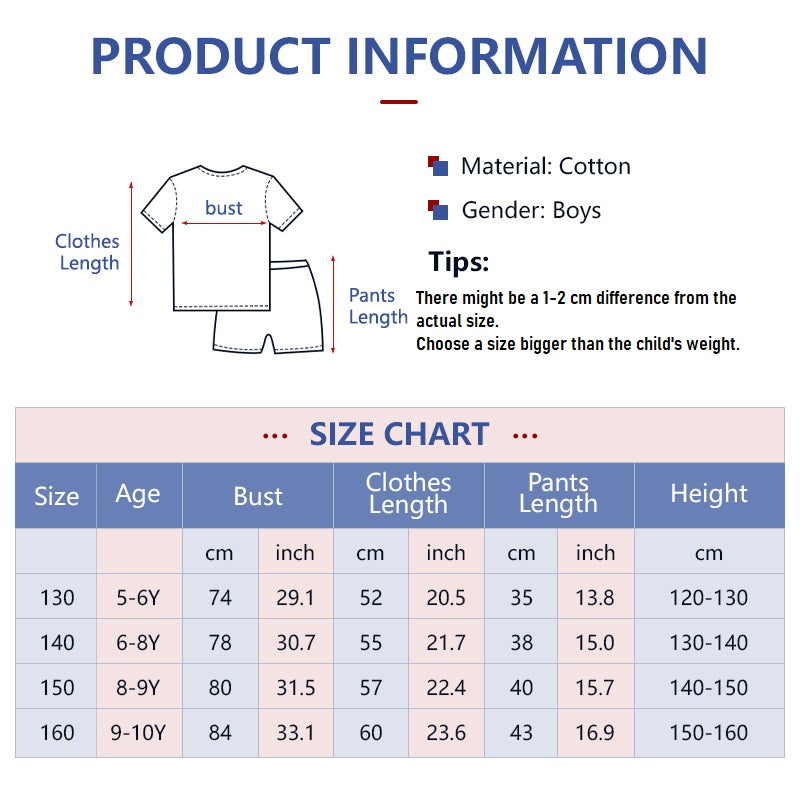 Kids Cotton Sports Shirt & Pants Set Basketball Set Terno Set for Boys 5-10Y