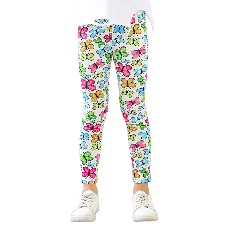 Kids Leggings Skinny Colorful Flower Design for Girl 3-10Y