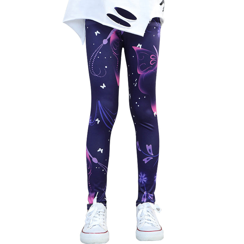 Kids Leggings Skinny Colorful Flower Design for Girl 3-10Y