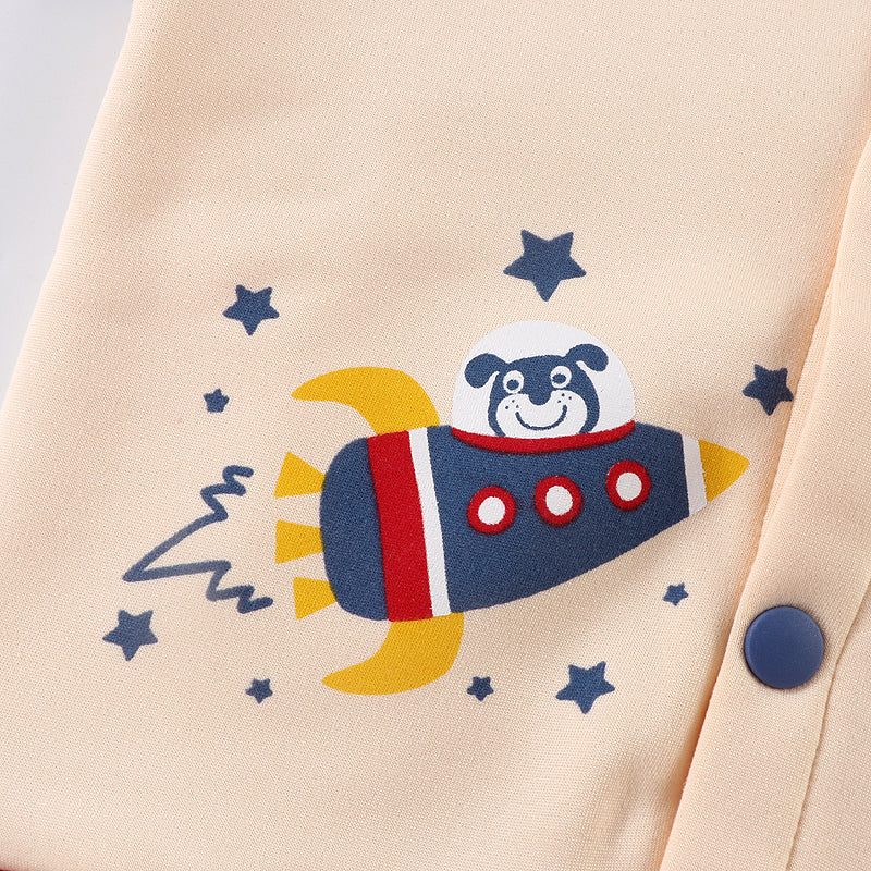 Kids Baseball Jacket Letter Animal Print Jacket Polyester Outerwear Cardigan for Boy Girl 1-6Y