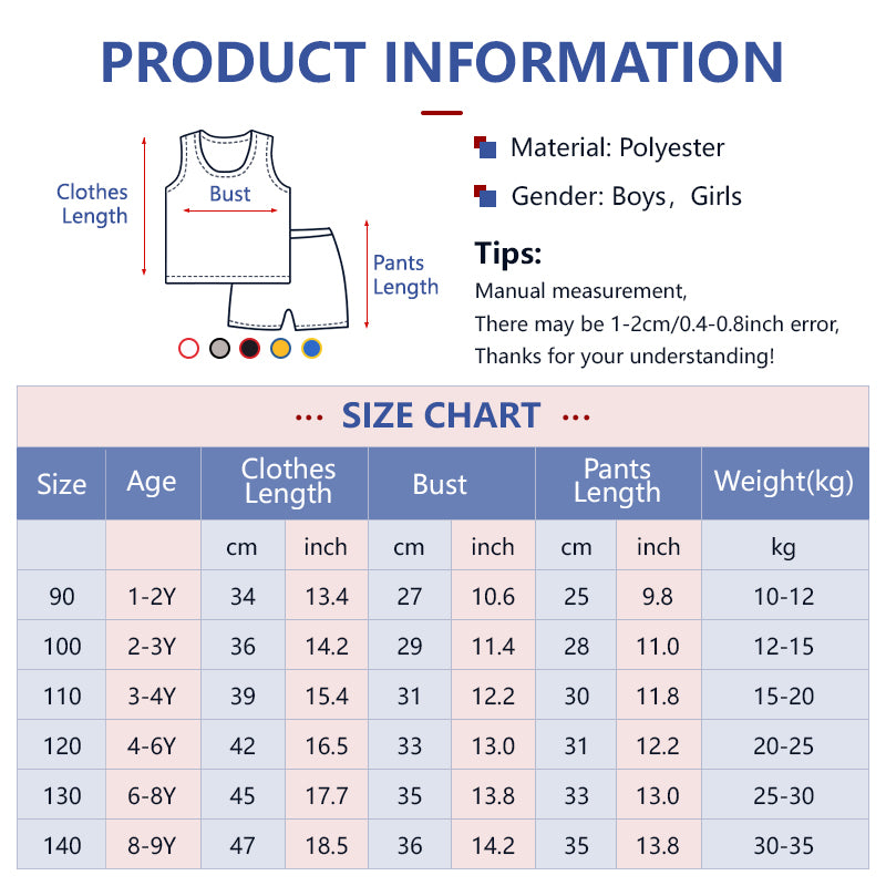 Kids Jersey Terno Basketball Jersey Outdoor Running Basketball Training for Boy Girl 1-9Y