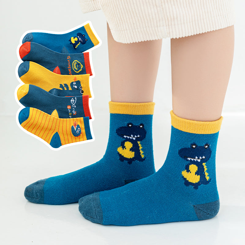Kids Premium Quality Kids Socks 5 in 1 Fashionable Affordable Print Baby Socks for 1-12Y