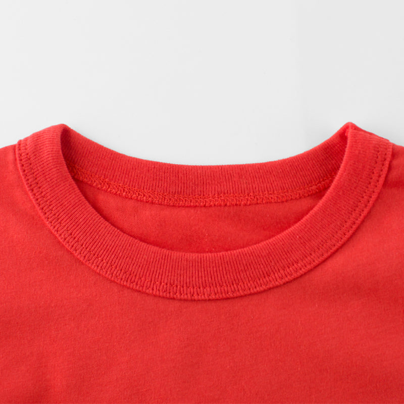 Kids Plain T-Shirt Tops Summer Solid Tees Short Sleeve Casual T-Shirts for Boys Girls 1-9Y