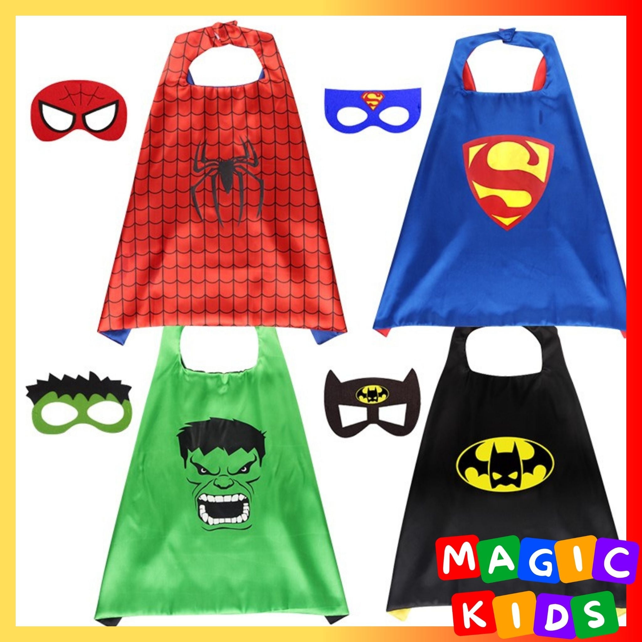 Kids Superhero Capes Mask Halloween Costume Cosplay Cartoon Dress up Costumes Party for Boy Girl