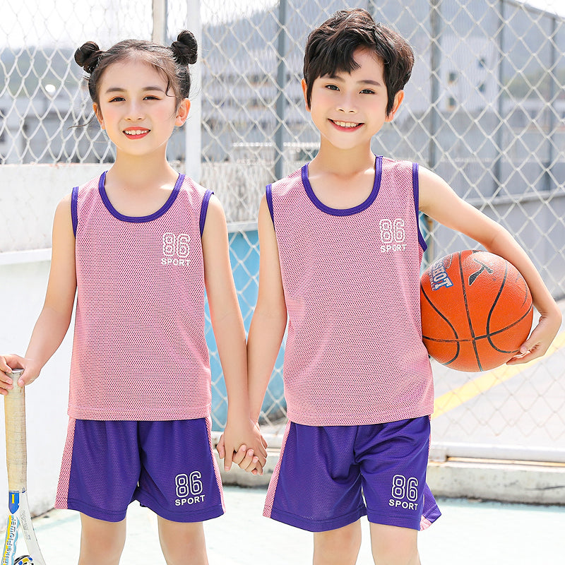 Kids Quick-Drying Sports Suit Outdoor Simple Summer Short-Sleeved for Boys Girls 3-10Y