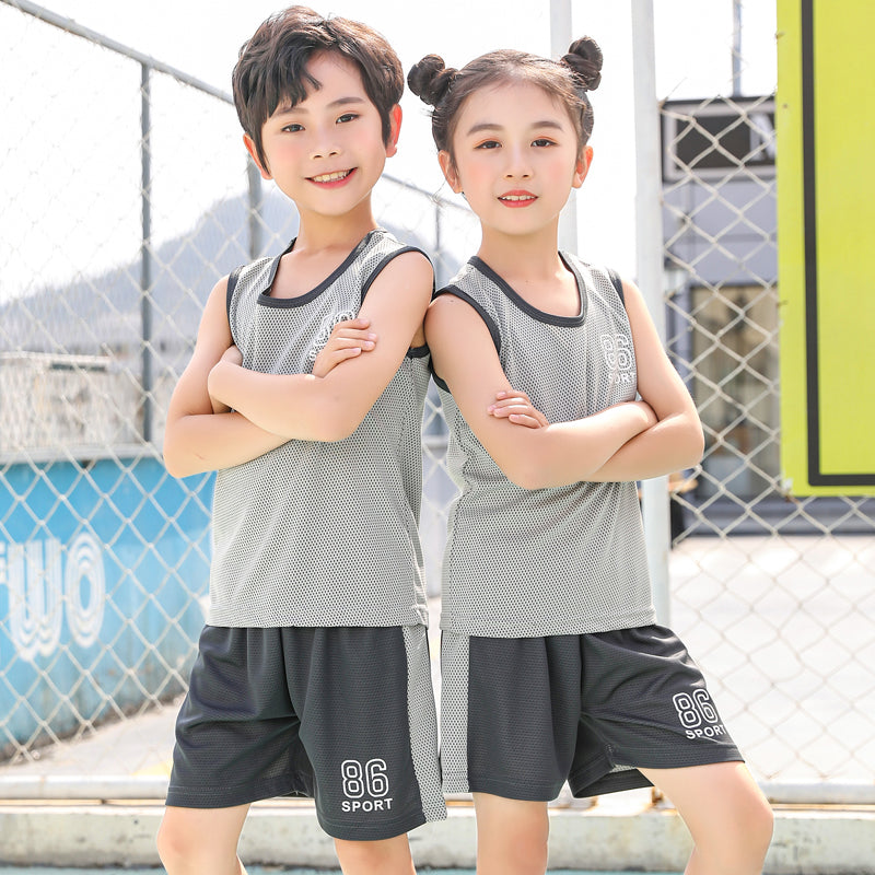 Kids Quick-Drying Sports Suit Outdoor Simple Summer Short-Sleeved for Boys Girls 3-10Y