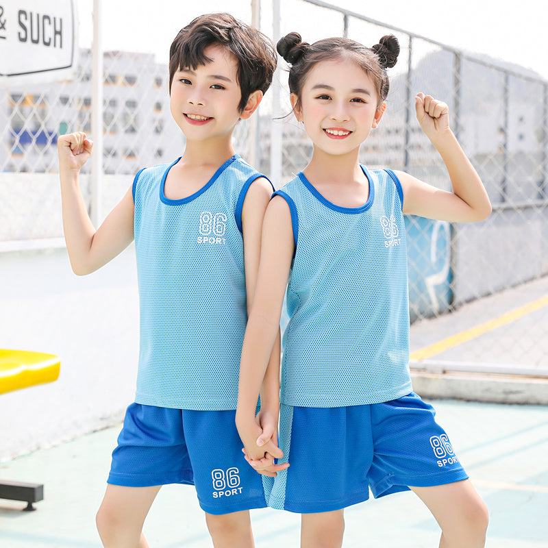 Kids Quick-Drying Sports Suit Outdoor Simple Summer Short-Sleeved for Boys Girls 3-10Y