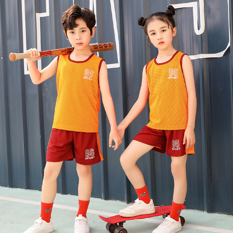 Kids Quick-Drying Sports Suit Outdoor Simple Summer Short-Sleeved for Boys Girls 3-10Y