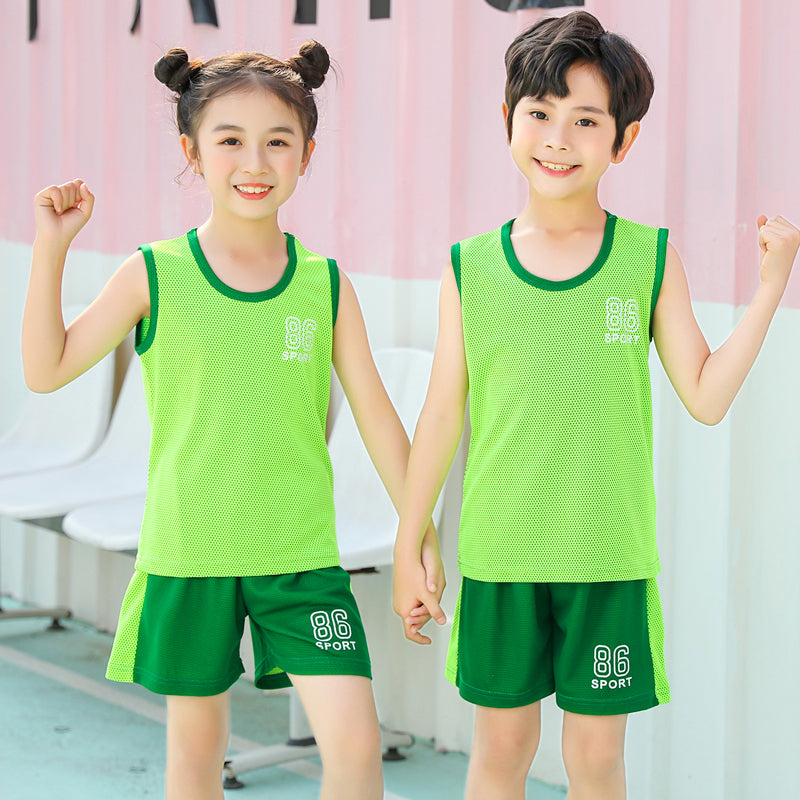 Kids Quick-Drying Sports Suit Outdoor Simple Summer Short-Sleeved for Boys Girls 3-10Y