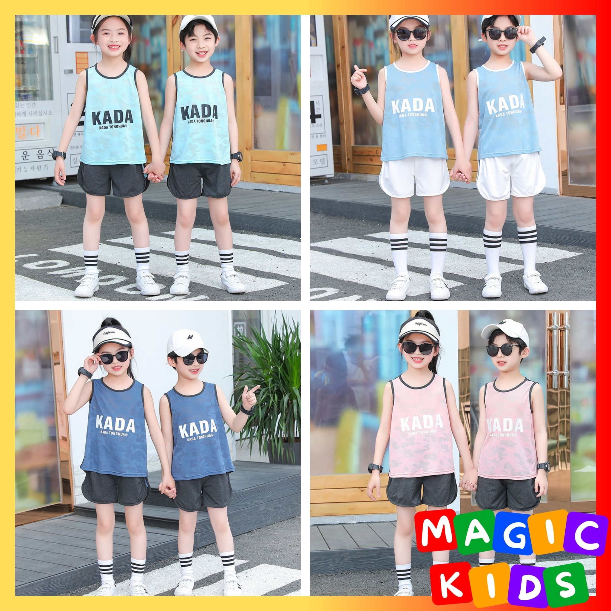 Kids Summer Sports Suit Outdoor Quick Drying Sleeveless & Shorts for Boy Girl 3-10Y