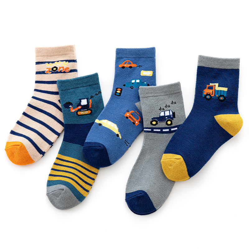 Kids Premium Quality Kids Socks 5 in 1 Fashionable Affordable Print Baby Socks for 1-12Y