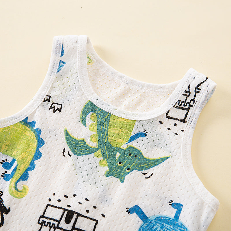Kids Terno Summer Breathable Sleeveless Clothing Cotton Nightwear Vest+Pants for Boys Girls 1-9Y