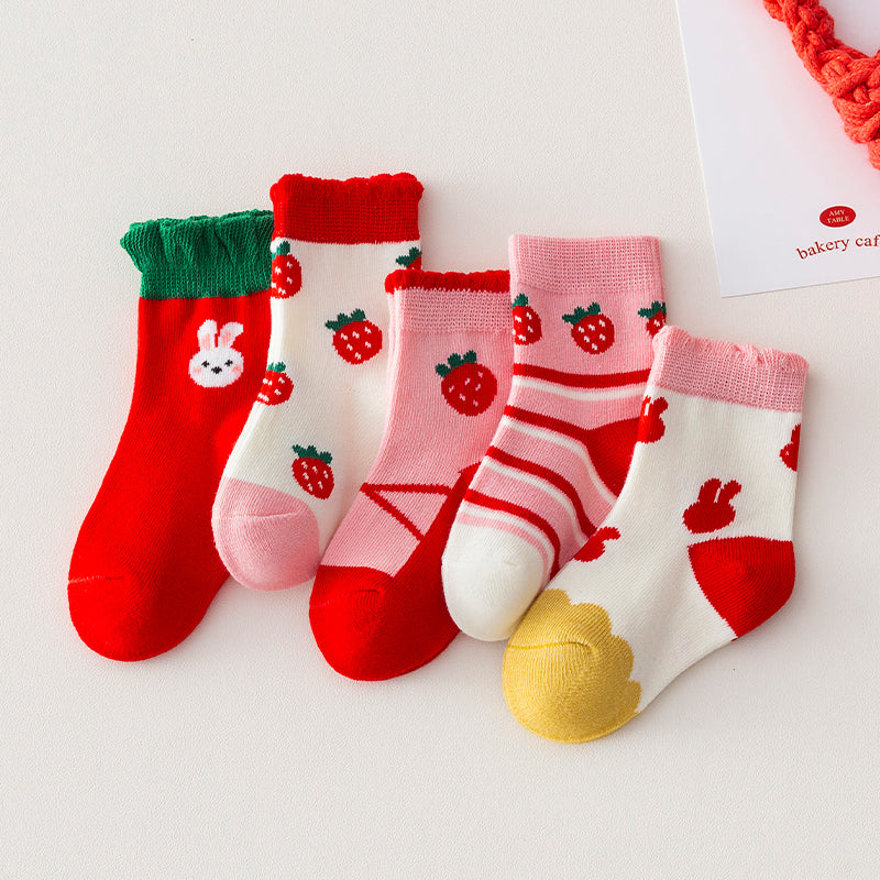 Kids Premium Quality Kids Socks 5 in 1 Fashionable Affordable Print Baby Socks for 1-12Y