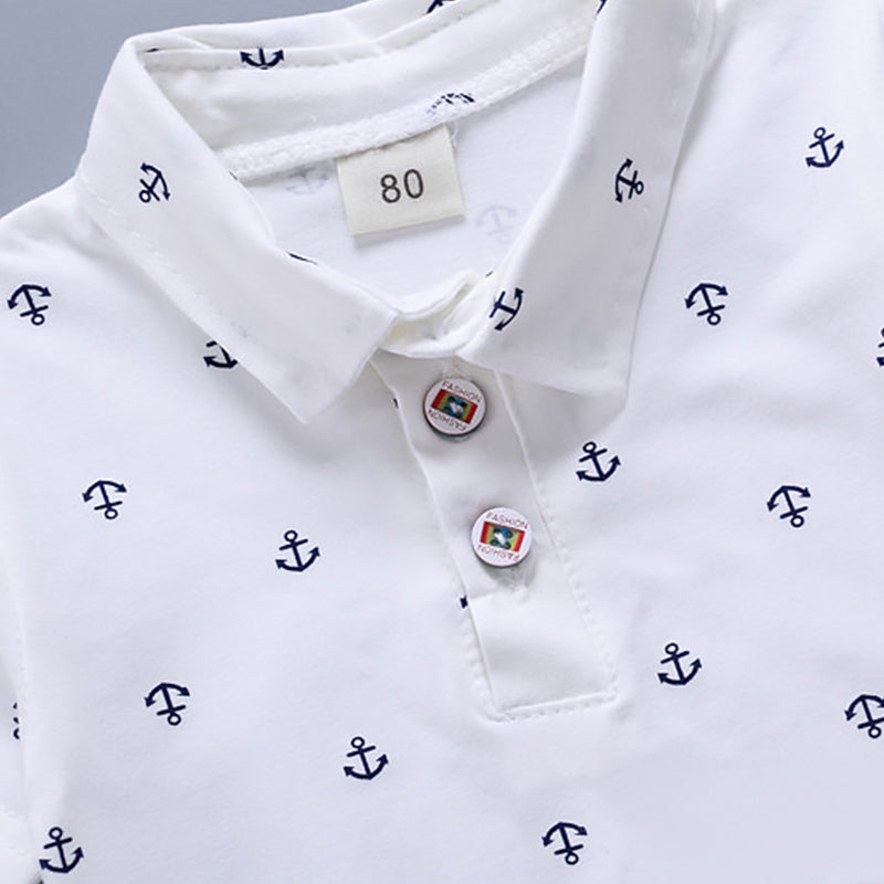 Polo T-shirt + Shorts Anchor Design Casual Suits for Boy 1-6 Y