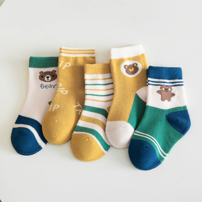 Kids Premium Quality Kids Socks 5 in 1 Fashionable Affordable Print Baby Socks for 1-12Y