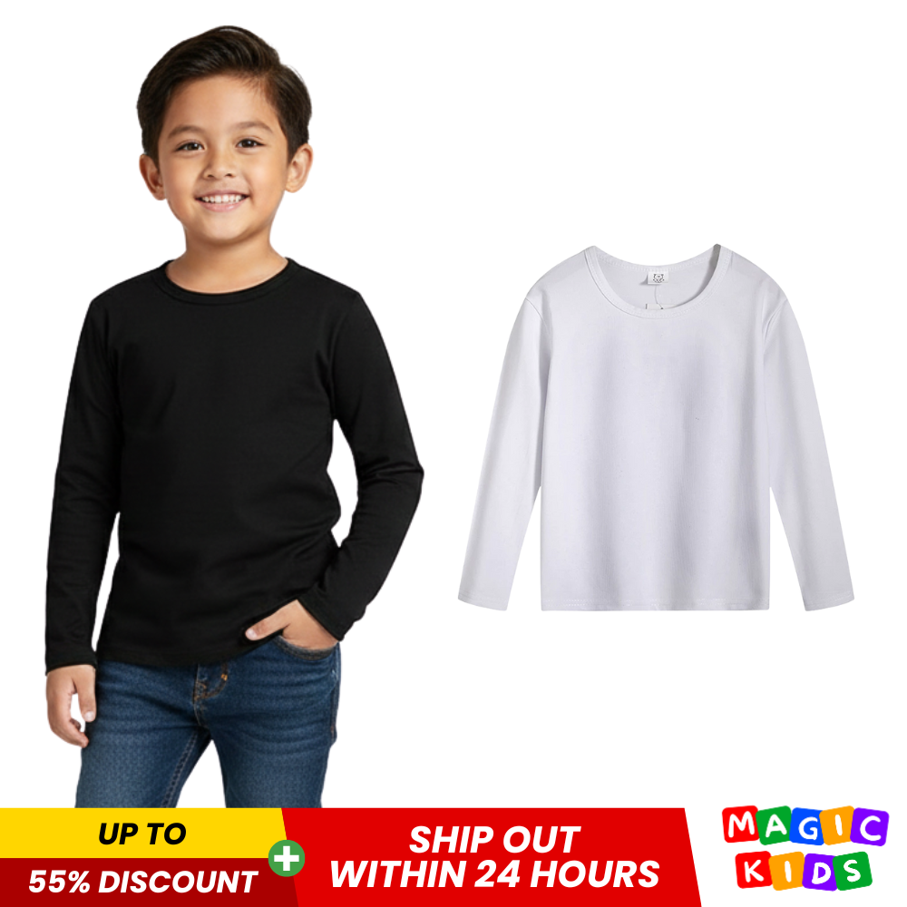 Black & White Long Sleeve for Boys Girls 3-10 Y
