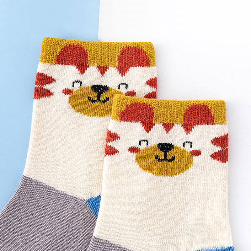 5 in 1 Cute Animal Print Socks Baby Socks for Girls and Boys 1-13 Y