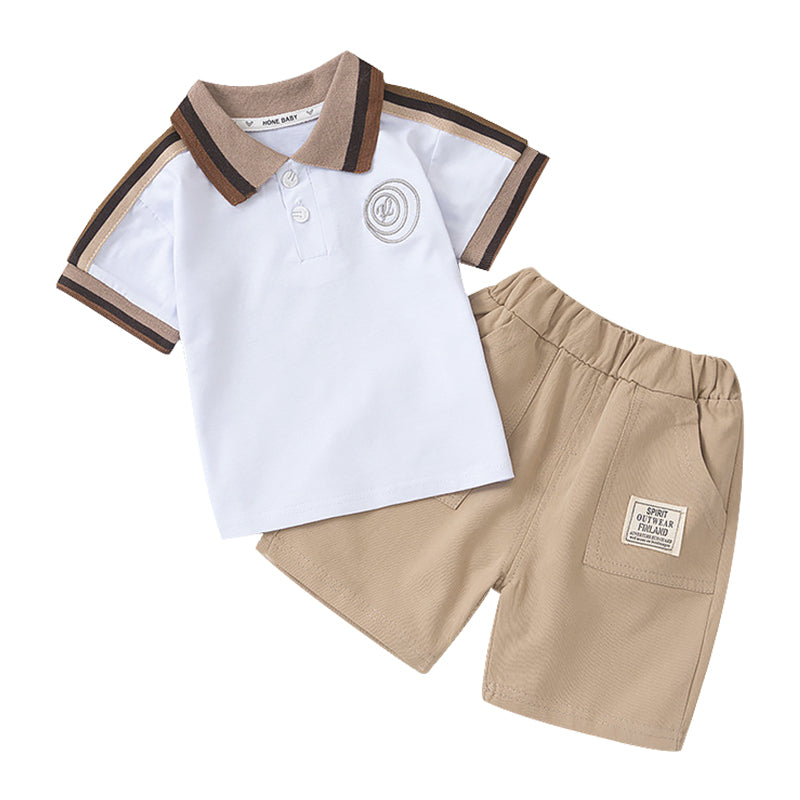 Kids Clothes Sets Cotton Sleeve Polo T-shirt + Shorts Children Casual Outfits Clothing for Boys 1-7Y