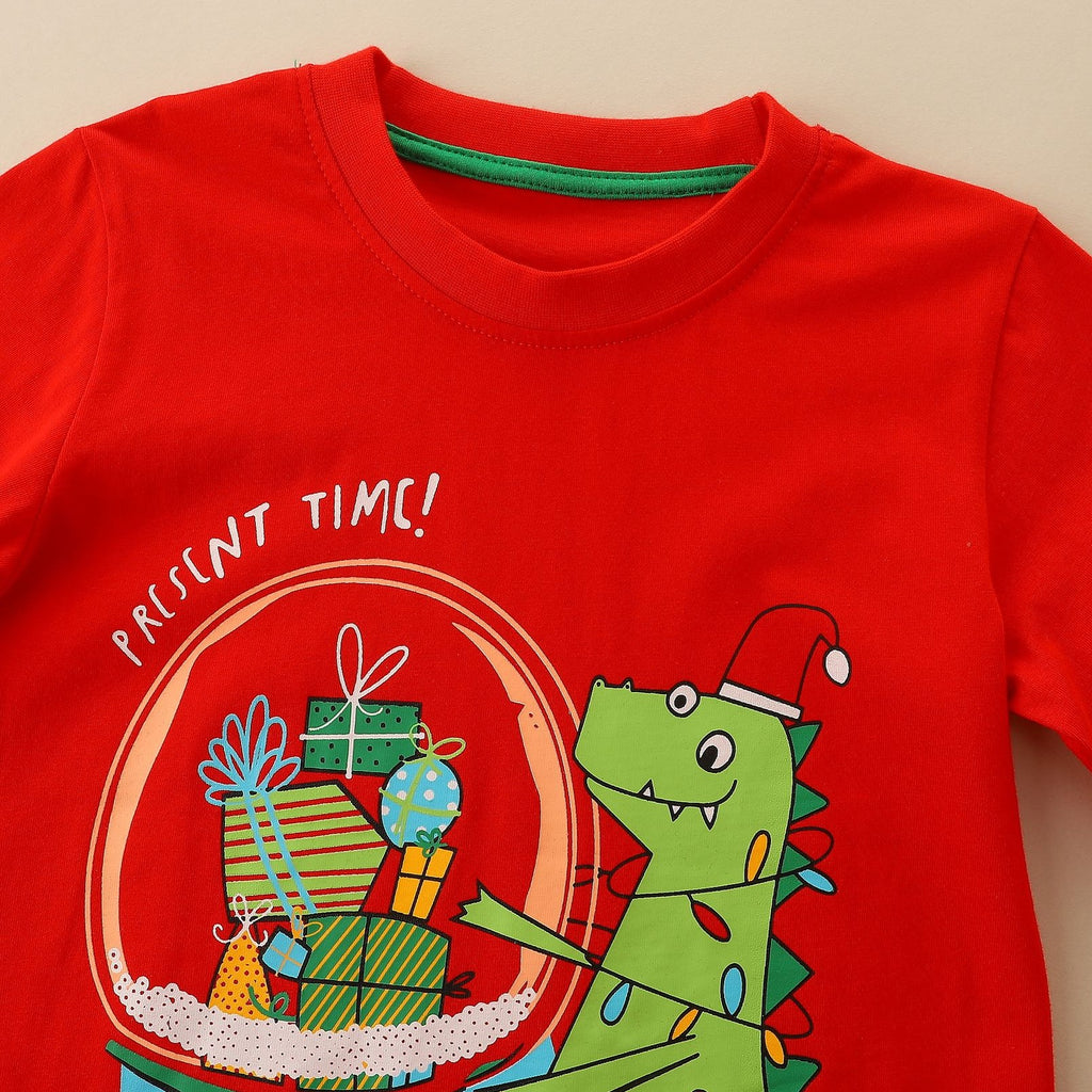 Kids Christmas T-shirt Long Sleeve Cotton for Kids 2-7 Y