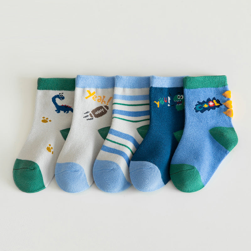 Kids Premium Quality Kids Socks 5 in 1 Fashionable Affordable Print Baby Socks for 1-12Y