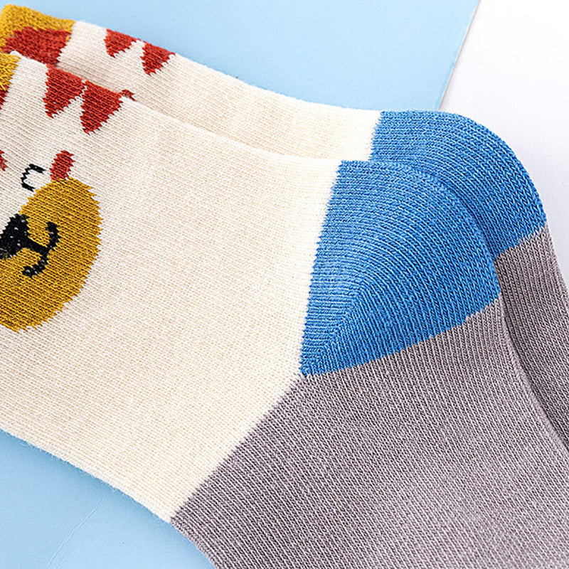 5 in 1 Cute Animal Print Socks Baby Socks for Girls and Boys 1-13 Y
