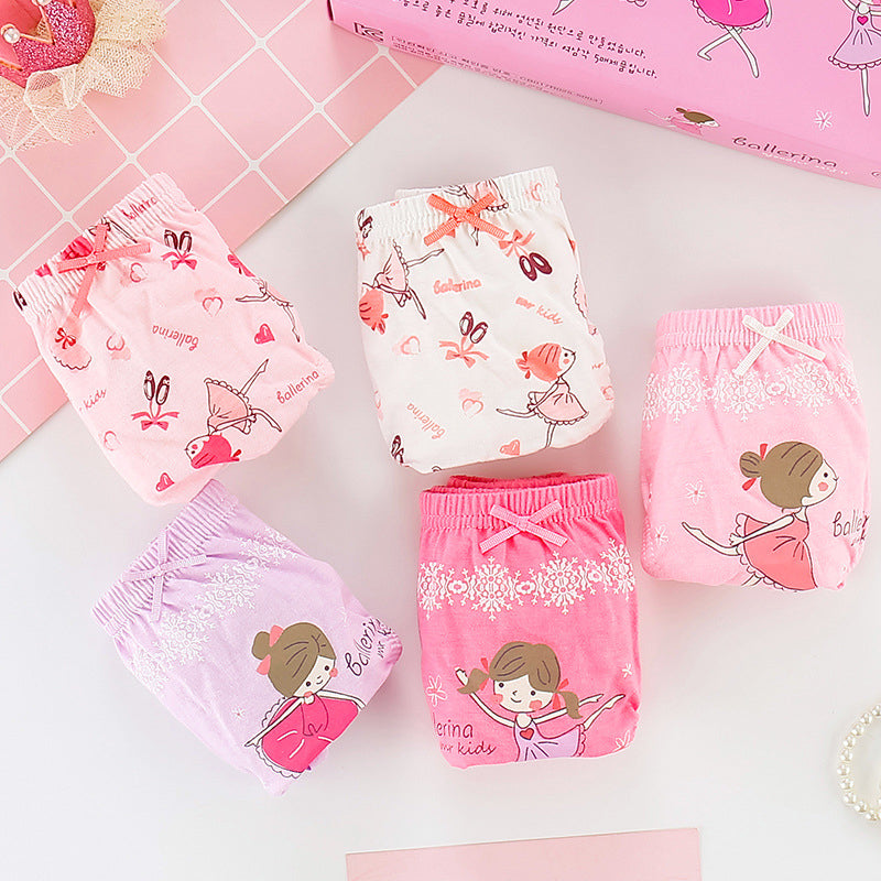 5 in 1 Pack Underwear Princess Panties Cotton Soft Cute Design for Girls 2-13 Y Kids