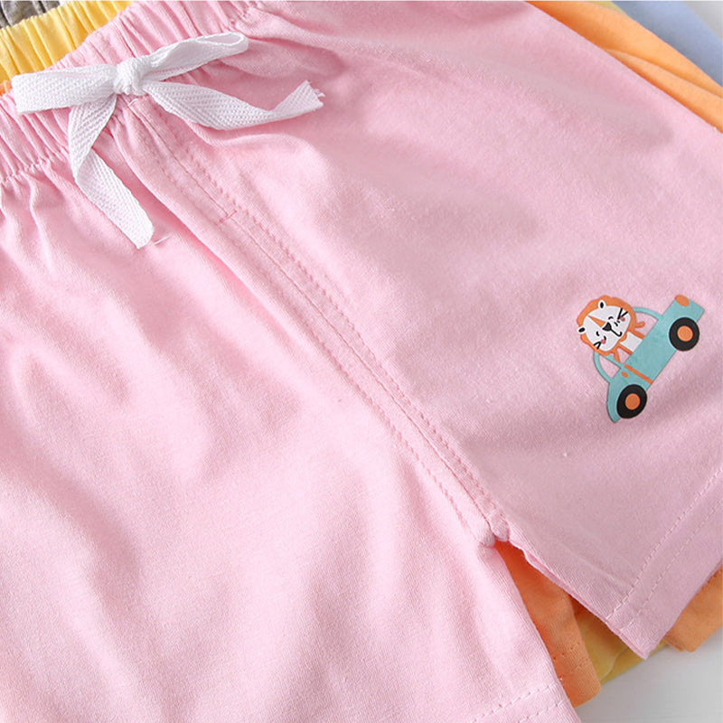 Kids Cotton Cute Pattern Elastic Pants Children Sleep Shorts Summer Breathable Shorts for Boys Girls 2-7Y