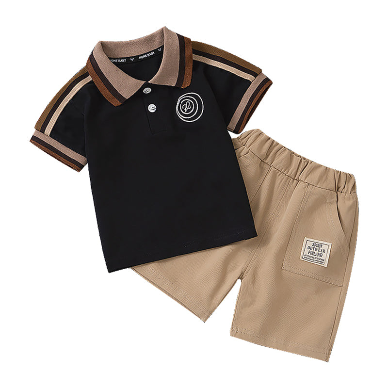 Kids Clothes Sets Cotton Sleeve Polo T-shirt + Shorts Children Casual Outfits Clothing for Boys 1-7Y