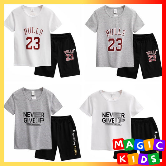 Kids Cotton Sports Shirt & Pants Set Basketball Set Terno Set for Boys 5-10Y