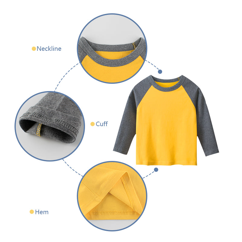 Kids Match Color Pattern Printed Cool Shirt Long Sleeve Shirts Tops Tee T-Shirt for Boys 1-9Y