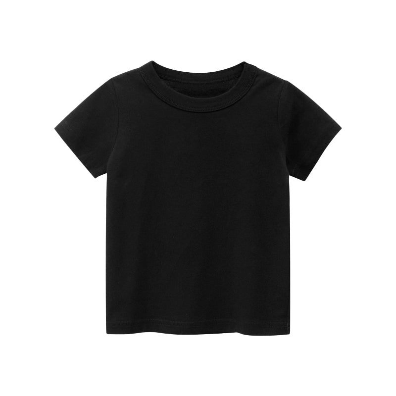 Kids Plain T-Shirt Tops Summer Solid Tees Short Sleeve Casual T-Shirts for Boys Girls 1-9Y