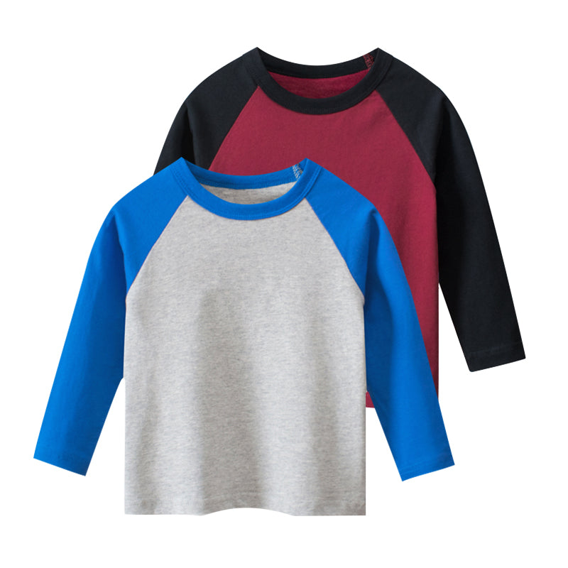 Kids Match Color Pattern Printed Cool Shirt Long Sleeve Shirts Tops Tee T-Shirt for Boys 1-9Y