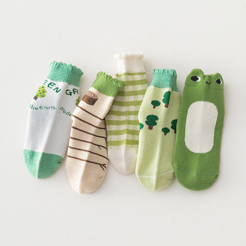 Kids Premium Quality Kids Socks 5 in 1 Fashionable Affordable Print Baby Socks for 1-12Y