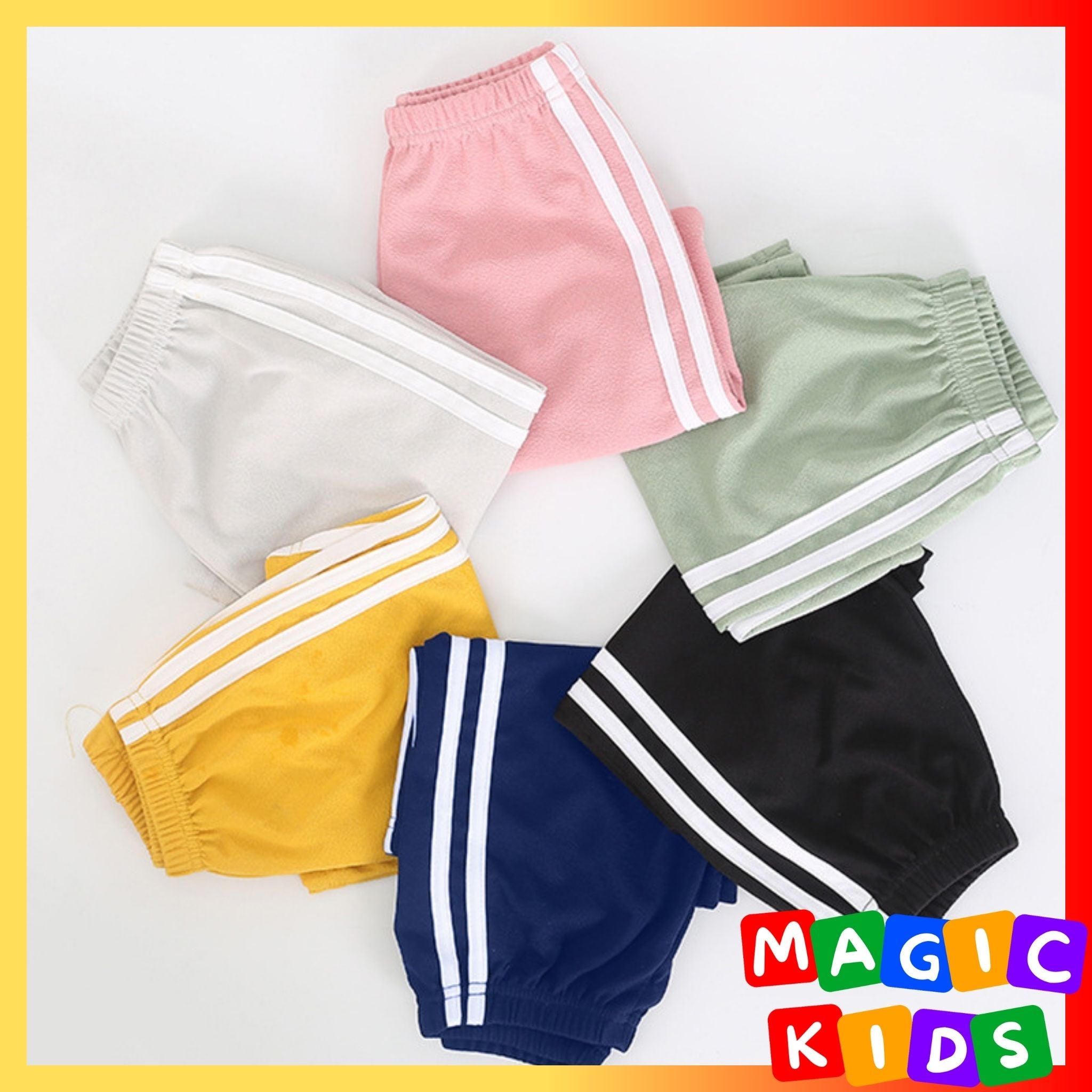 Kids Summer Shorts with Side Stripes Casual Sport Wear Tracksuit Short Pants for Boys Girls 2-11Y