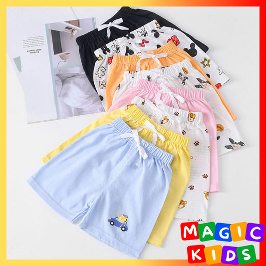 Kids Cotton Cute Pattern Elastic Pants Children Sleep Shorts Summer Breathable Shorts for Boys Girls 2-7Y