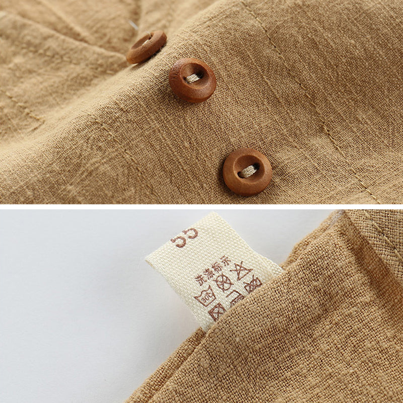Kids Linen T-shirt Cool Comfort for Kids T-shirt Pure Color Cotton and Hemp Boys and Girls 1.5-6Y