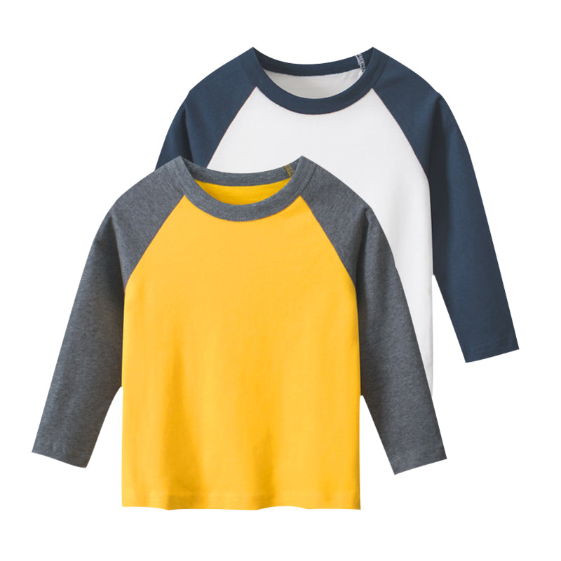 Kids Match Color Pattern Printed Cool Shirt Long Sleeve Shirts Tops Tee T-Shirt for Boys 1-9Y
